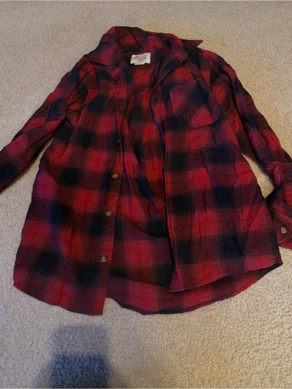 Field & Stream Red and Black Plaid Kids Button-Down Shirt